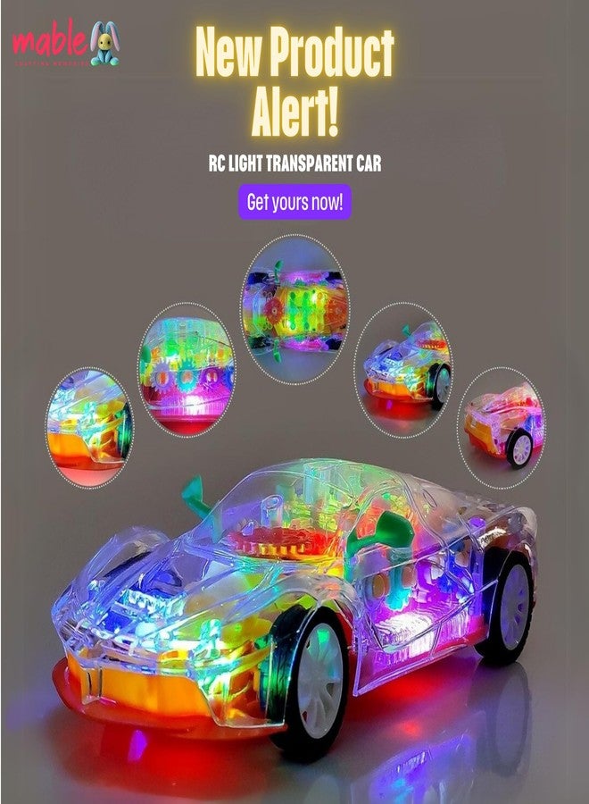 MABLE Remote Control Car Toy for Kids | 3D Transparent Racing Car with Lights, Sound & 360° Rotation | Rechargeable RC Toy Car for Boys & Girls | Gadi for Kids 3+ - Image 3